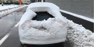 Schnee-Auto Polizei Oberösterreich