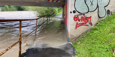 Brixentaler Ache bei Hopfgarten Hochwasser
