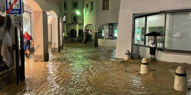 Hochwasseralarm in Hallein 